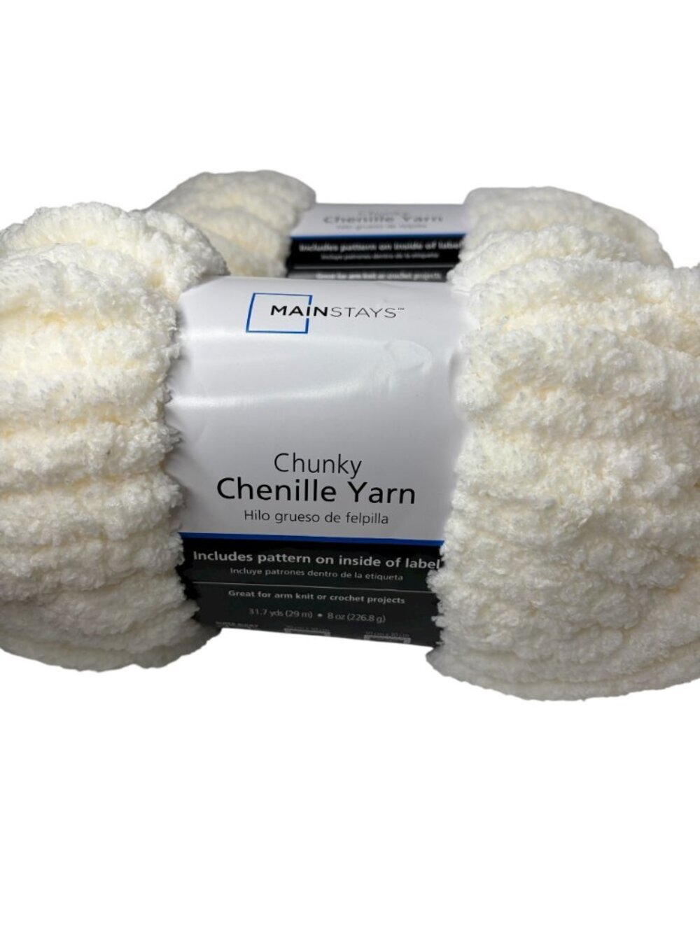 Mainstays Chenille Chunky Yarn 4 Pack 31.7 Yard Skein Polyester Ivory - Picture 3 of 7